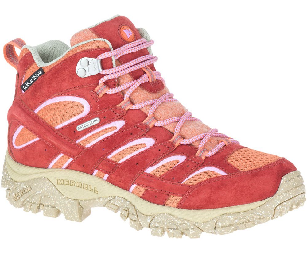 Botas Mujer - Merrell Moab 2 Mid Eco Waterproof X Outdoor Voices - Naranjas - AQPC-78209